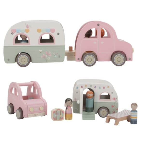 Little Dutch Little Farm Houten Auto met Caravan 8713291880221