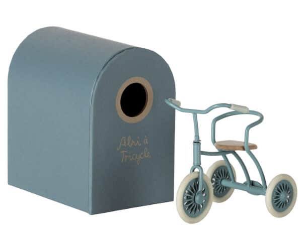 Maileg Tricycle Abri Driewieler met Hokje - Petrol Blue 11-3104-00 (1)