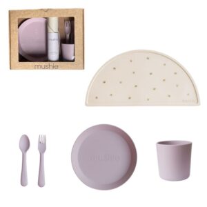 Mushie Giftbox Kinderservies Rond - Soft Lilac (1)