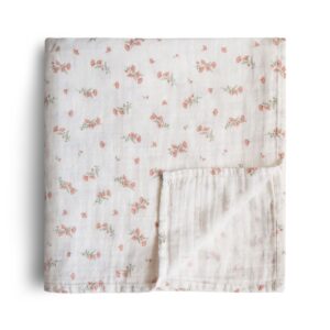 Mushie Hydrofiele Doek XL Swaddle Pink Flowers 0810052467801