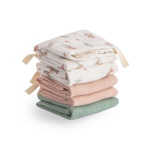 Mushie Washandjes Muslin 5 stuks Pink Flowers 0840355800920 (1)