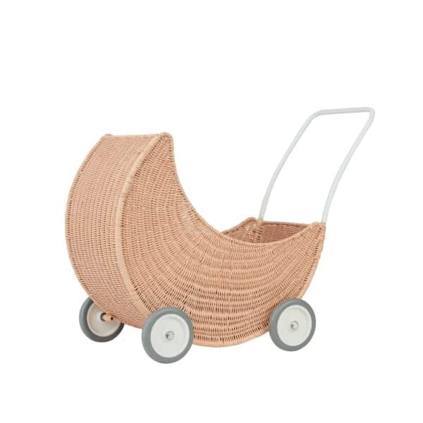 Olli Ella Poppenwagen Rotan Moon Strolley Pink Roze 9353515044528 (3)