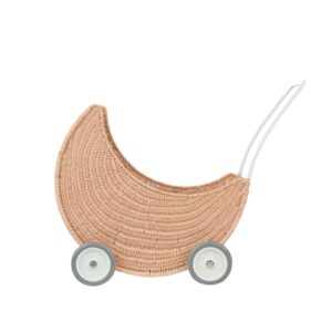 Olli Ella Poppenwagen Rotan Moon Strolley Pink Roze 9353515044528