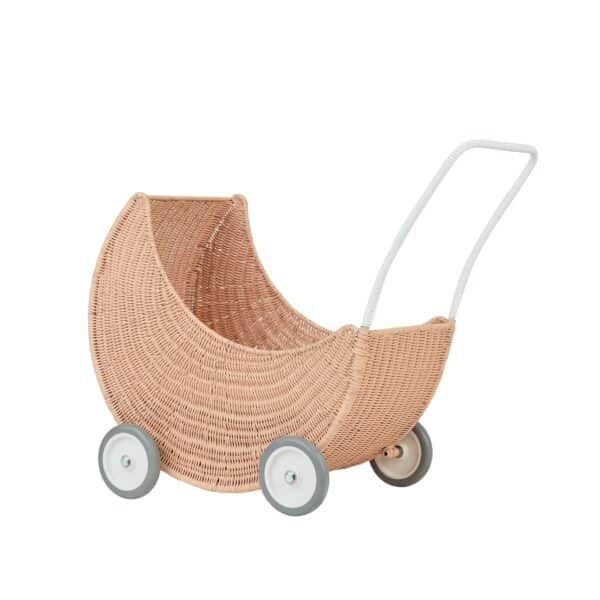 Olli Ella Poppenwagen Rotan Moon Strolley Pink Roze 9353515044528 (3)