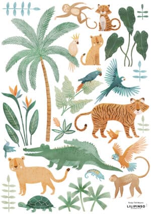 Lilipinso Yatsuni Muursticker A3 Jungle Animals 3700412477991