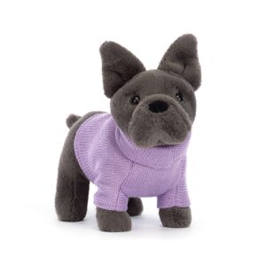 S3FDP Jellycat Knuffel Hond French Bulldog Purple Sweater 670983146479 (1)