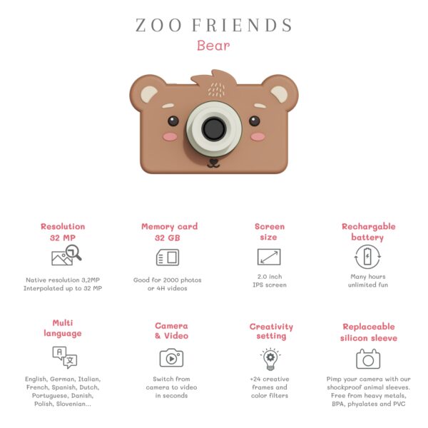The Zoofamily Zoo Friends kindercamera Bear 4895250601017 (8)
