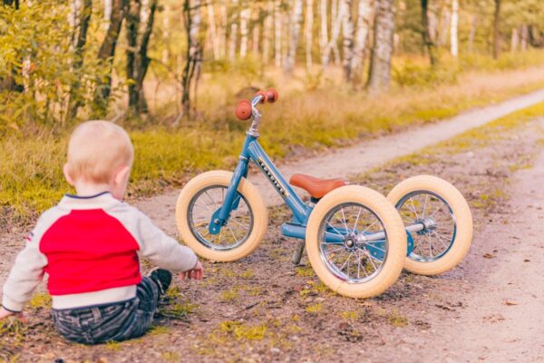 Trybike Steel 2-in-1 Driewieler Loopfiets - Mat Vintage Blauw