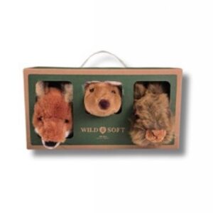 Wild and Soft Mini Bosdieren Set van 3 Dierenkoppen Vos Egel Haas 5425023070635